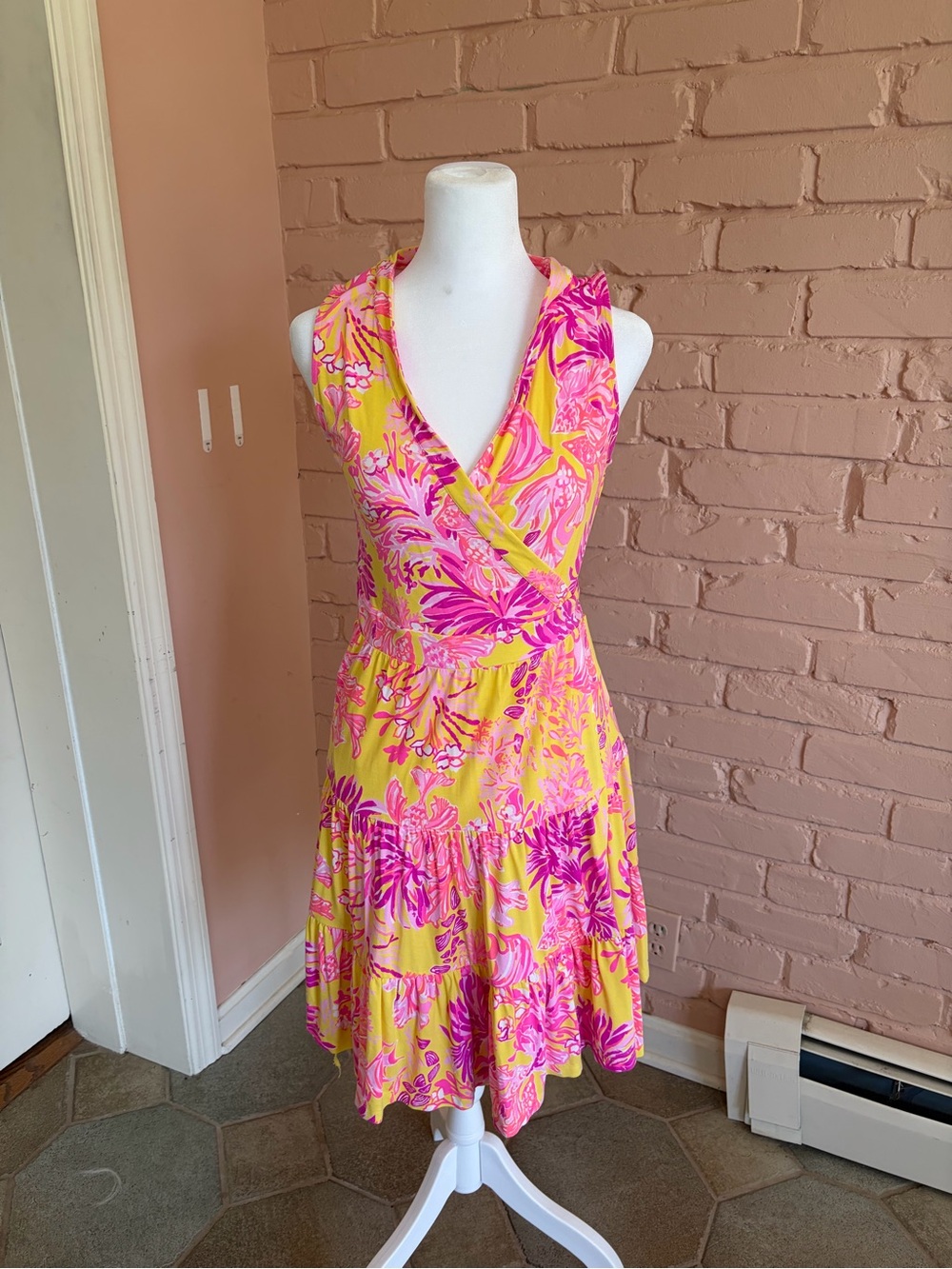 Lilly Pulitzer Pink & Yellow Floral Wrap Dress